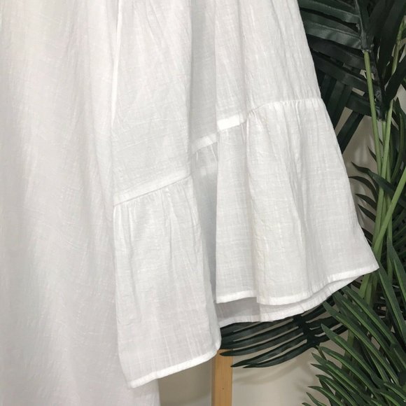 SOLD Seafolly White Flared Tiered Sleeve Cover Up Dress - Picture 6 of 12